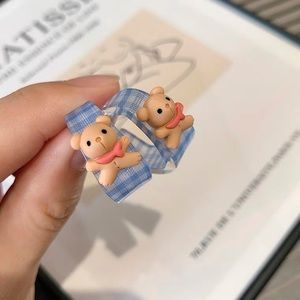 teddy bear blue earrings